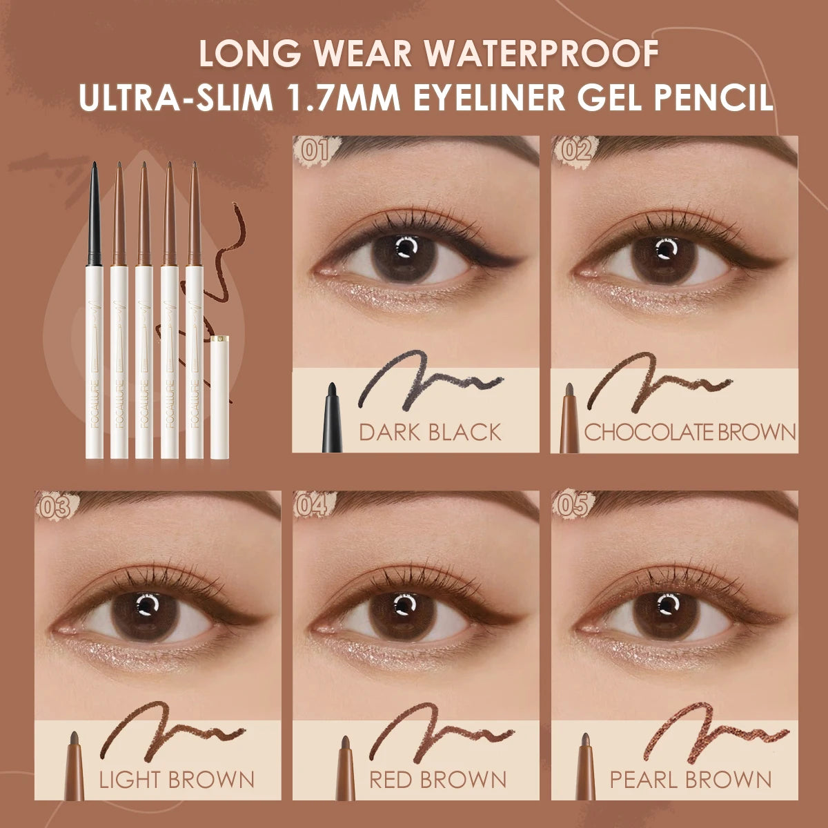 FOCALLURE Waterproof Ultra-Slim Eyeliner Gel Pencil