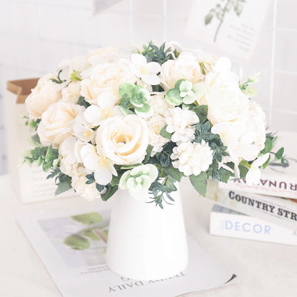 Bride Bouquet Fake Roses Plant For Table Accessories