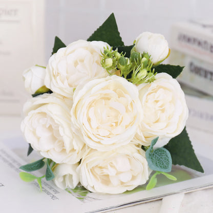 Bride Bouquet Fake Roses Plant For Table Accessories