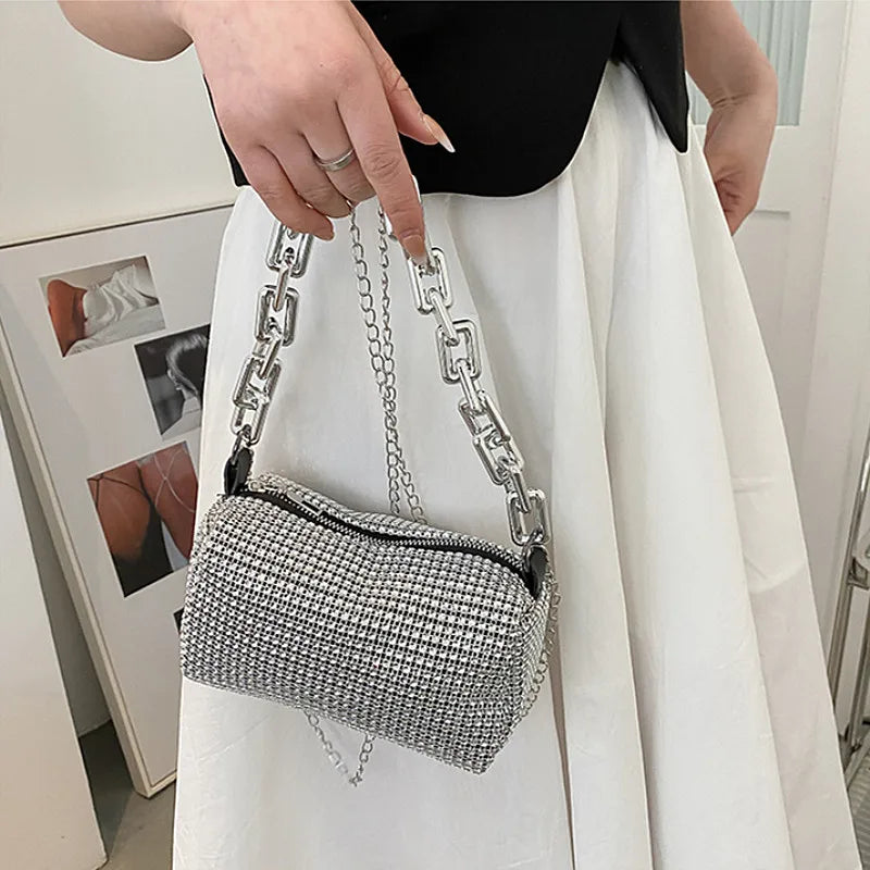 Allover Rhinestone Bucket Bag