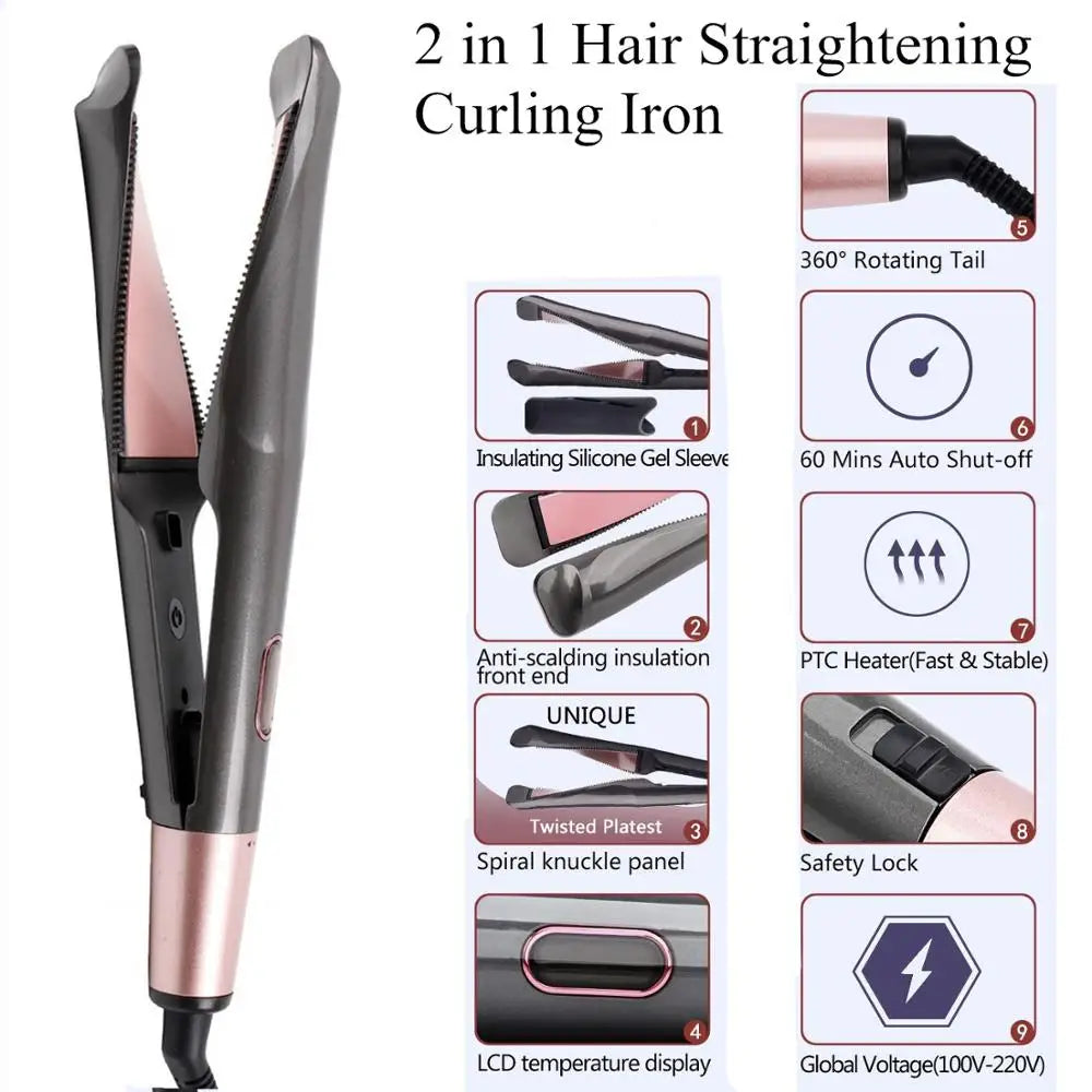 2-in-1 Hair Straightener and Curler