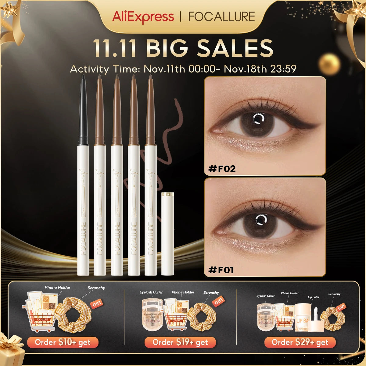 FOCALLURE Waterproof Ultra-Slim Eyeliner Gel Pencil