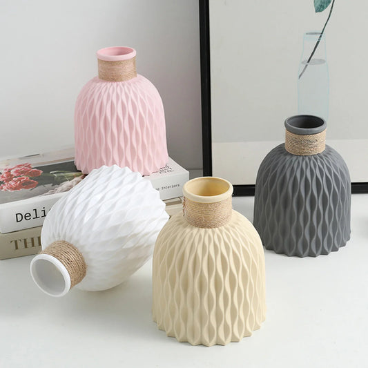 Modern Nordic Plastic Flower Vase - Imitation Ceramic Flower Pot