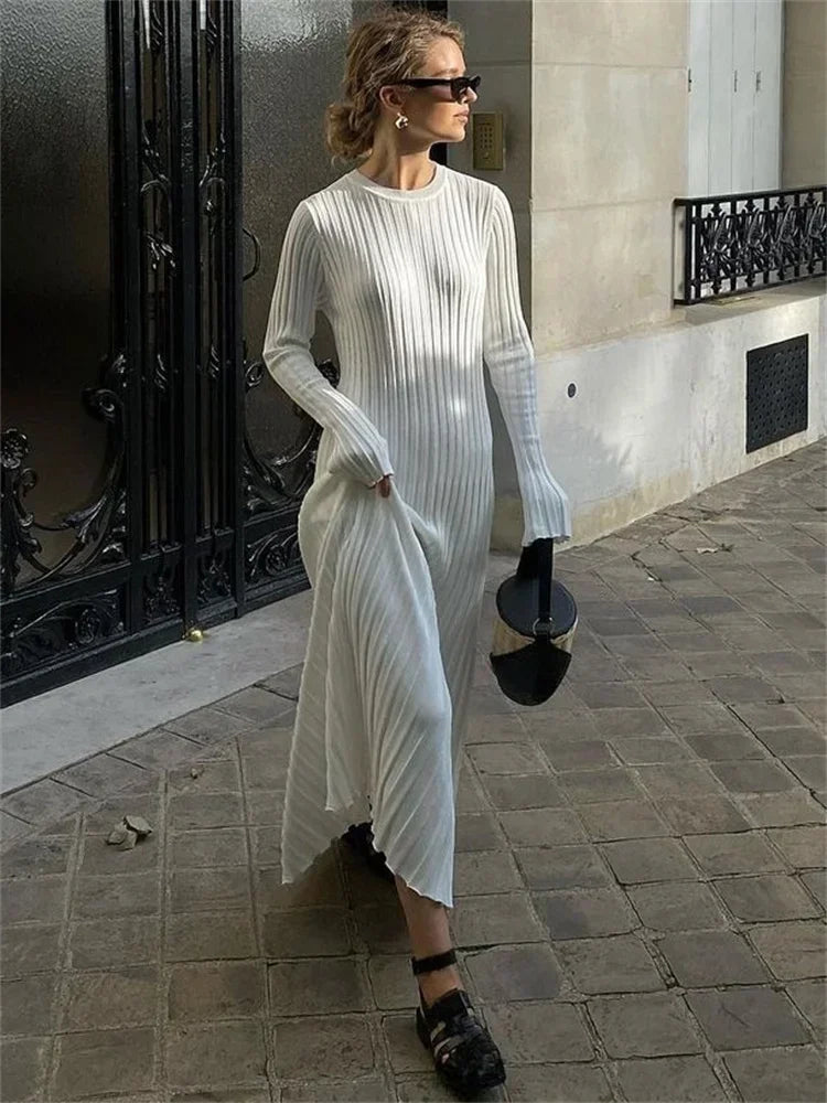 Tossy Lace-Up Female Knit Maxi Dress