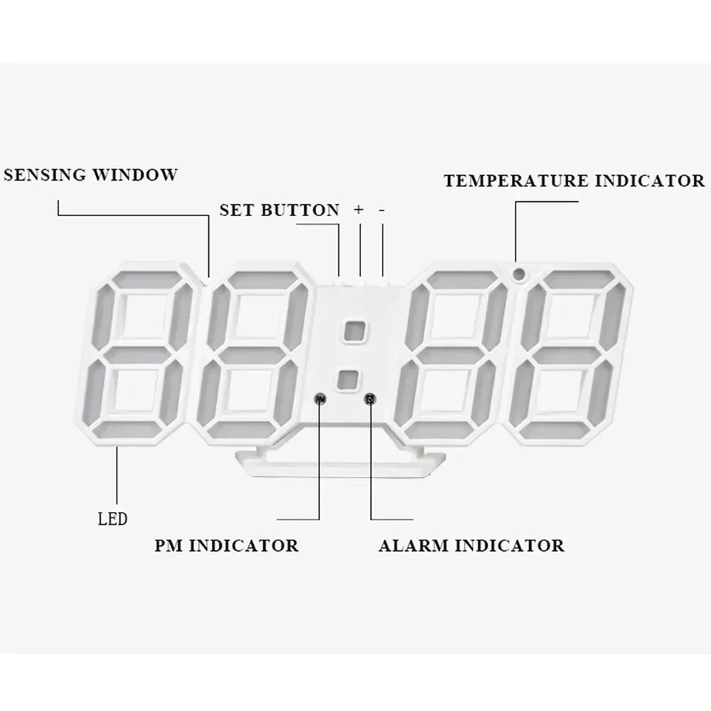 Digital Wall Clock & Desk Watch with LED Display