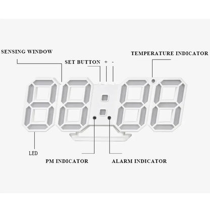 Digital Wall Clock & Desk Watch with LED Display