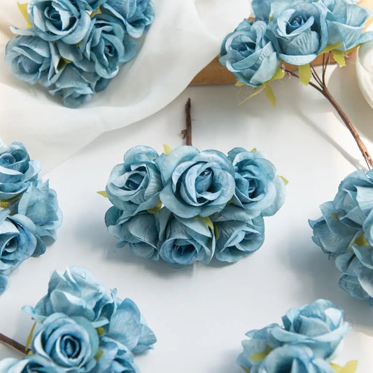 6Pcs Artificial Silk Rose Flowers